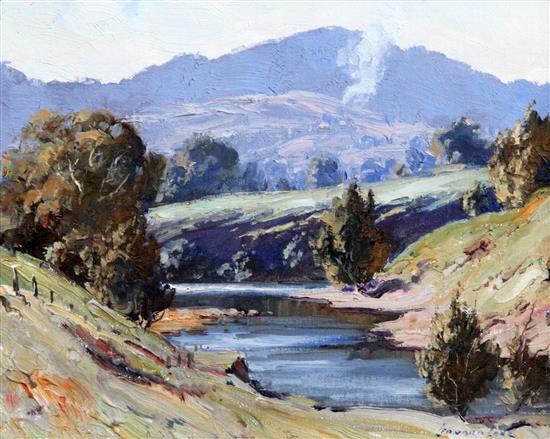 Leonard Long (Australian 1911-2013) The Kangaroo River at Kangaroo Valley, New South Wales, 7.5 x 9.5in.